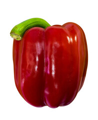 Red bell peppers are arranged on a white background. Clipping Path.