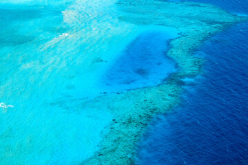 Aerial view of a coral atoll in the Indian Ocean