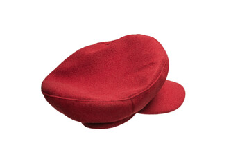 Naklejka premium Female red hat with a visor isolated on white background.