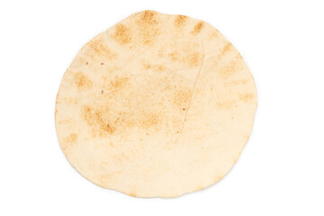Grilled pitta bread isolated on white background.