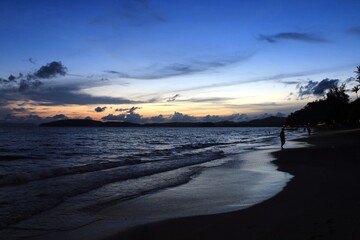 Ao Nang, Thailand. Sunset on the beautiful beach of the village.