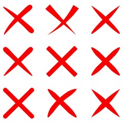 Vector check marks. Check in a red cross No, icon, graphic, symbol, Vector No cross signs, Check mark vector icons. Vector with red color hand drawn cross check mark.