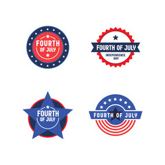 Set of 4th of July badges. Vector design for United States of America patriotic celebration. American independence day banners.