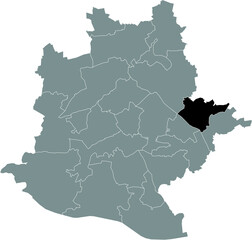 Black location map of the Stuttgarter Stadtbezirk Untertürkheim district inside the German regional capital city of Stuttgart, Germany