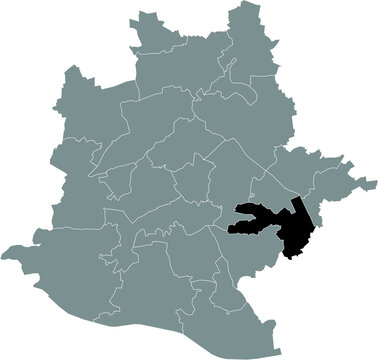 Black location map of the Stuttgarter Stadtbezirk Hedelfingen district inside the German regional capital city of Stuttgart, Germany