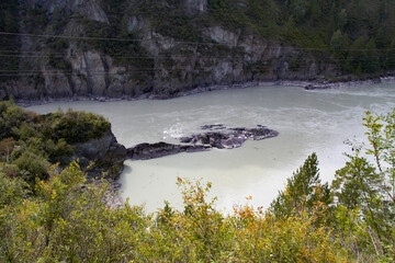  Beautiful views from the mountain to the Katun River in the Altai Mountains Russia