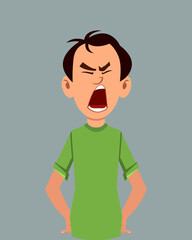Cartoon character angry facial expression vector illustration. Young businessman character expression for design, motion or animation.