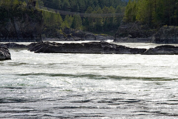  Beautiful views from the mountain to the Katun River in the Altai Mountains Russia