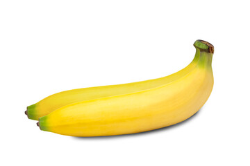 Two yellow tasty banana on a white background with clipping paths.