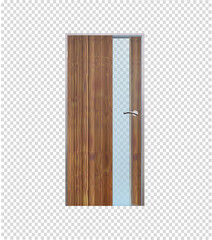 Wood and glass door. vector illustration