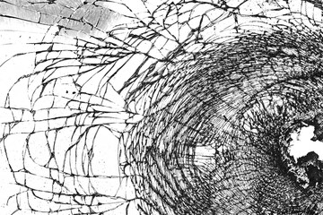 Close-up of cracked glass background. Black and White shot