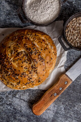 homemade bread with seeds ready to eat