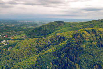 Ustron, Poland. View of Beskid Slaski mountain range, part of Carpathian mountains.Silesian Beskids.