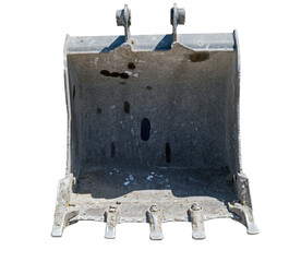 Crawler excavator bucket on white background