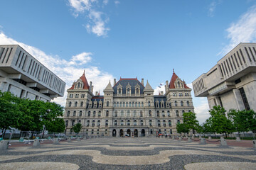 Albany, NY - USA - May 22, 2021: A south western view of the historic Romanesque Revival New York...