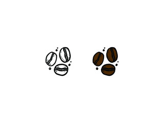 Vector of coffee beans, handdrawing, sketch. Line art design. Realistic nature style. Organic illustration.