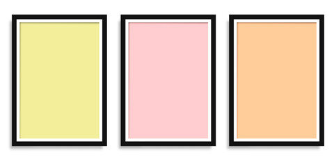 Set of frames.Picture gallery with empty template.Pastel colors for design.Vector illustration.