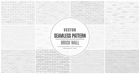 White and gray block brick wall seamless pattern collection set texture background