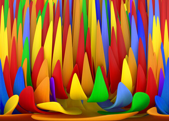Abstract motley 3d background multicolored petals 3d rendering