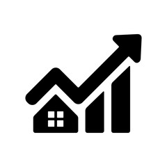 House price growth icon. Graph increase icon. Finance growth vector chart