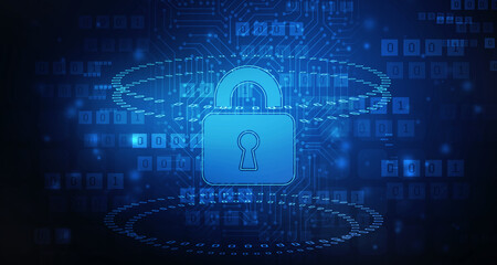 2d illustration Safety concept: Closed Padlock on digital background
