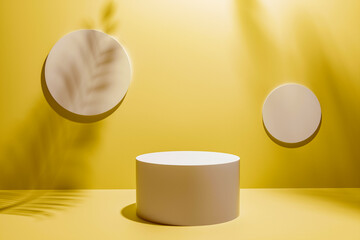 Creative layout made of pastel yellow background for product presentation