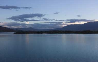 Lake with beautiful sky somewhere in Morocco in the evening