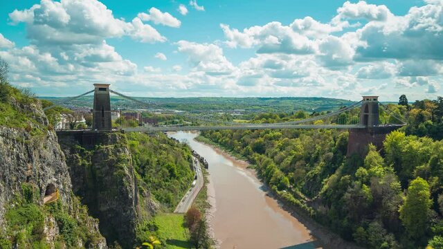 Time lapse of clouds over Clifton Suspension Bridge & River Avon, Bristol UK