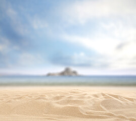 Fototapeta na wymiar Summer background of sand and ocean landscape 