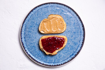 Peanut butter and jam on white bread