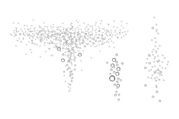 Underwater Fizzy sparkles in water, lake, river, aquarium, and ocean. Realistic effervescent champagne drink, soda effect, oxygen.