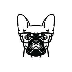 French bulldog head. Vector Cliipart. bulldog with glasses 