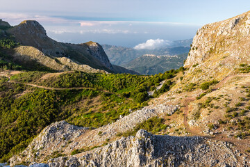 View of Rocca del Crasto near Alcara Li Fusi town in the Nebrodi Park, Sicily