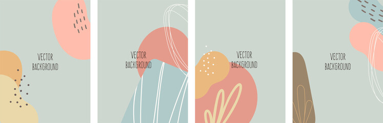 Set of vector universal backgrounds with hand drawn abstract shapes