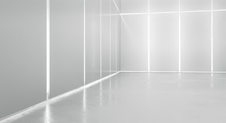 Abstract blank space of empty room with Illuminated walls. Futuristic interior design concept. 3D Rendering