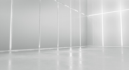 Abstract blank space of empty room with Illuminated walls. Futuristic interior design concept. 3D Rendering