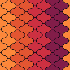 Seamless pattern. Paseo tiles ornament. Oriental traditional ornamentation. Repeated lantern shapes. Mosaic wallpaper. Tiles motif. Geometric digital paper. Ethnic textile print. Vector artwork.