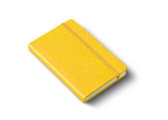 Yellow closed notebook isolated on white