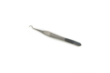 Metal eyebrow tweezers isolated on white background