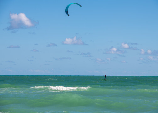 kite surfing in the sea