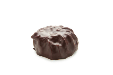 Chocolate covered marshmallow isolated on white background