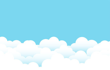 Soft white fluffy clouds cartoon on top blue clear sky landscape outdoor background vector