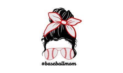 Baseball Hair Stylist Messy Hair Bun, Messy Bun Mom Lifestyle, Baseball  - Mother's day Vector and Clip Art