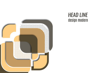 Cut squares with rounded corners and shadow, many dots. Bright geometric design for creative advertising, poster or brochure in trendy style. Vector