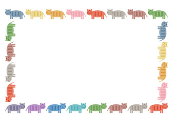 虎のカラフル模様フレームイラスト