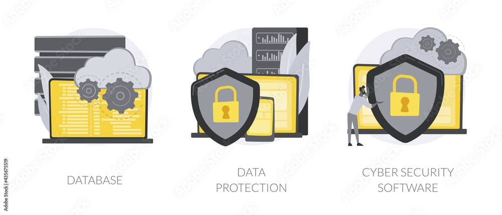 Wall mural cloud computing network safety abstract concept vector illustrations.