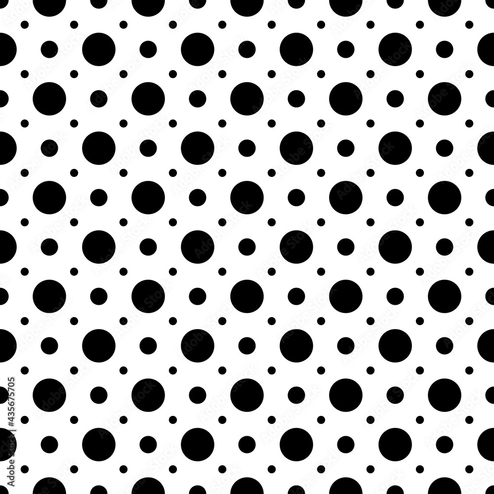 Aufkleber three different sized circles. vector black circles like polka dots and white background.