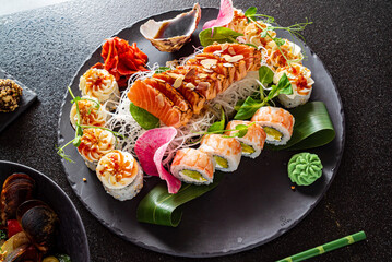 asian set on the black background