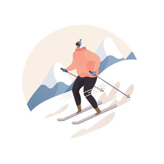 Skiing abstract concept vector illustration.