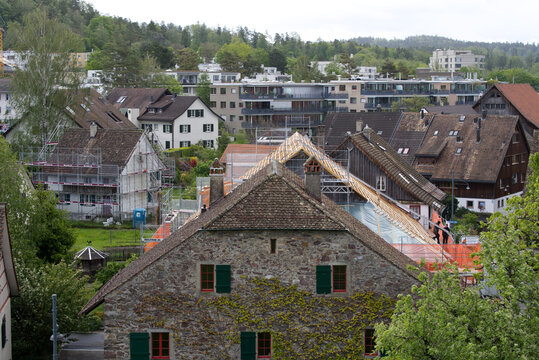 Old medieval buildings at Zurich Witikon. Photo taken May 25th, 2021, Zurich, Switzerland.